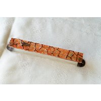 Dekorative Orange Glas Mezuzah Hülle - Handgemachte Aus Israel von ShepselArtJudaica