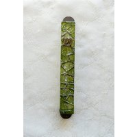 Dekorativer Mezuzah-Koffer Aus Grünem Glas - Handgemachter Israel von ShepselArtJudaica