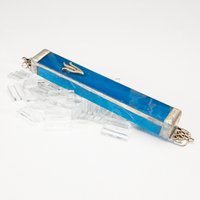 Hellblaue Mezuzah Hülle Aus Glas - Handgemachte Israel von ShepselArtJudaica