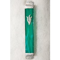 Hellgrüne Mezuzah Hülle Aus Glas - Handgemachte Israel von ShepselArtJudaica