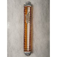 Two Tone Clear & Orange Glas Mezuzah Hülle - Handgemachte Aus Israel von ShepselArtJudaica