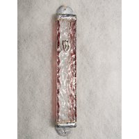 Two Tone Clear & Red Glass Mezuzah Hülle - Handgemachte Aus Israel von ShepselArtJudaica