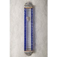 Zweifarbige Blau Bandierte Mezuzah-Hülle Aus Glas - Handgemachte Israel von ShepselArtJudaica