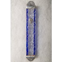 Zweifarbige Blau Strukturierte Glas Mezuzah Hülle - Handgemachte Aus Israel von ShepselArtJudaica