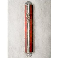 Zweifarbige Buntglas Runde Mezuzah Hülle - Handgemachte Aus Israel von ShepselArtJudaica