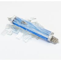 Zweifarbige Mesusa-Hülle Aus Blauem Und Klarem Glas - Handgefertigte Israel von ShepselArtJudaica