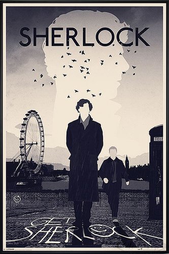Sherlock Poster Get (93x62 cm) gerahmt in: Rahmen schwarz von Sherlock