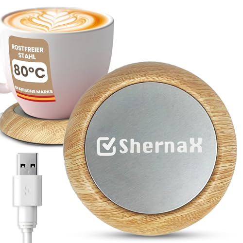 Shernax USB-Platte zum Warmhalten von Kaffeetassen mit Computer (helles Holz) von Shernax