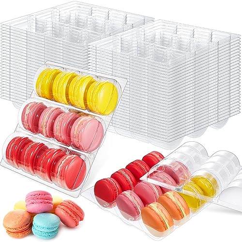 Sherr Macaron-Boxen aus transparentem Kunststoff, Macaron-Aufbewahrungsbehälter, Macaron-Verpackung, Display-Tabletts für Kekse, Hochzeit, Partygeschenke (12 Macarons, 24 Stück) von Sherr