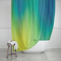 Blau, Grün & Gelb Color Wash Duschvorhang 71 "x74", Bunte Farbstreifen Badezimmerdekor, Abstraktes Aquarell Badvorhang von SherryDecorBoutique