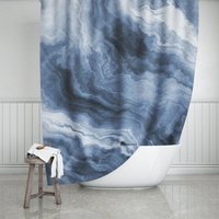 Marine-Marmor Duschvorhang 71 "x74", Sodalith-Edelstein, Dunkelblaues Marmor-Badezimmerdekor, Marmor-Badezimmervorhang, Marineblaues Badezimmer-Dekor von SherryDecorBoutique