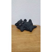 Keramik Schwarz Getigerte Katze W/Gelbe Augen(727B253A von SherrysCeramicCrafts