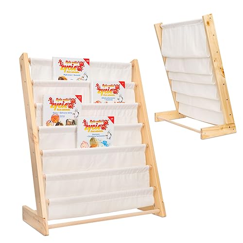 Sherwood Store Montessorianisches Bücherregal, Regal Möbel für Kinderzimmer aus Holz mit leicht zugänglichen Taschen aus weichem Baumwollstoff, Bücherregal aus Naturholz für Kinder, 62,5 × 30 × 79 m Sherwood Store Montessorianisches Bücherregal, Regal Möbel für Kinderzimmer aus Holz mit leicht zugänglichen Taschen aus weichem Baumwollstoff, Bücherregal aus Naturholz für Kinder, 62,5 × 30 × 79 m von Sherwood Store