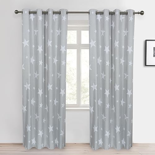 Sherwood 1 Paar Kinder Stern Vorhang Beschichtet Lichtundurchlässig Fenster Vorhang Stoffbahn Kids Schlafzimmer Wohnzimmer 116,8 cm Breite, Textil, Stern, 46''x72'' von Sherwood