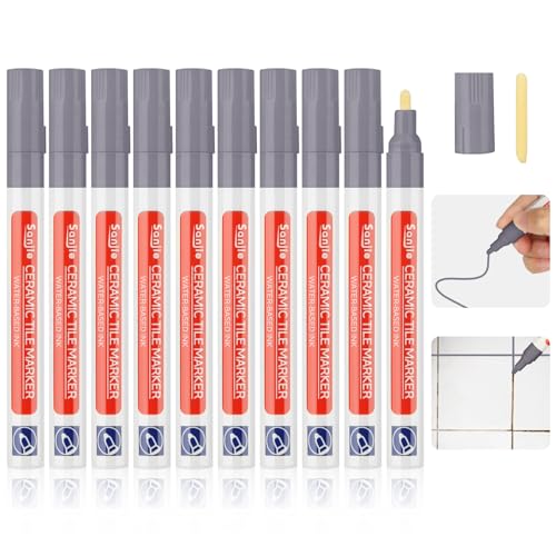 10 Stück Hellgrau Fugenstift für Restaurierung Helles Graublau Fugenmörtel Restaurierung Stift Reparatur Marker für Reparatur Von Fliese Badezimmer Küche Ersatzspitze fugenmarker fliesenreparaturstift von Sheryl&Rain