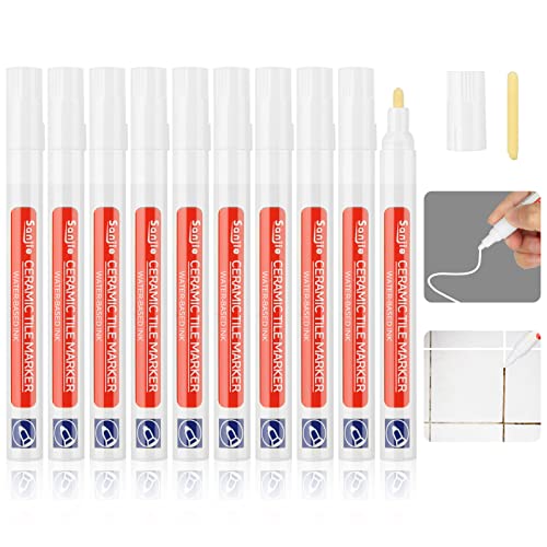 10 Stück Weiß Fugenstift für Restaurierung Fugenmörtel Restaurierung Stift Reparatur Marker für Reparatur Von Fliese Badezimmer Küche mit Ersatzspitze Fugenmarker Fliesen Reparaturstift von Sheryl&Rain