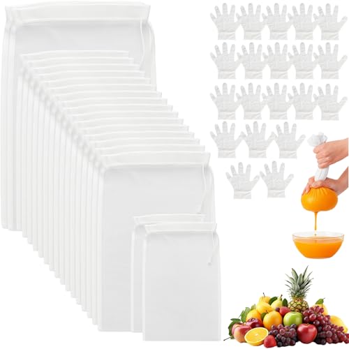 20 Stk Nussmilchbeutel, 3 Größen Passiertuch Wiederverwendbar mit Handschuhe, 20×30cm Feingewebt Nylon Käsetuch Bio Waschbar,100 Mesh Cheesecloth Abseihtuch Filterbeutel mit Kordelzug für Käse Joghurt 20 Stk Nussmilchbeutel, 3 Größen Passiertuch Wiederverwendbar mit Handschuhe, 20×30cm Feingewebt Nylon Käsetuch Bio Waschbar,100 Mesh Cheesecloth Abseihtuch Filterbeutel mit Kordelzug für Käse Joghurt von Sheryl&Rain