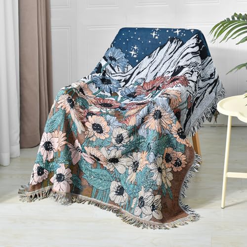 Shesyuki Boho Throw Blanket Reversible Cotton Bohemian Tapestry Hippie Room Decor Double Sided von Shesyuki