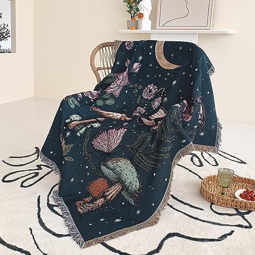 Shesyuki Boho Wurf Decke Reversible Baumwolle Bohemian Tapestry Hippie Zimmer Dekor Doppelseitig (Pilz 50"x60") von Shesyuki