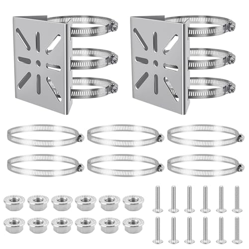 2 Stück Masthalterung für Überwachungskameras, vertikale Universelle Masthalterung Kamera Rohrhalterung, Edelstahl 3 Schlaufen Universal Eckhalterung für Überwachungskamera Outdoor CCTV-Kameras von ShiFaKa