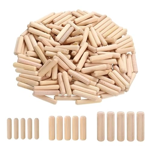 225 Stück Holzdübel Set, Holzdübel 6mm 8mm 10mm, Holzstopfen Dübelstangen, Holzübelstifte, Holznadeln konisch und gerippt für Möbel Basteln Heimwerken Holzarbeit Zubehör(M6 M8 M10) von ShiFaKa