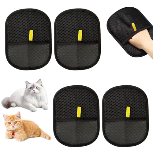4 Stück Fellmagnet Handschuhe, Tierhaarentferner Handschuh, Tierhaarentfernungshandschuh für Haustiere, Doppelseitig Fusselhandschuh, Antistatisch Fell Magnet Handschuhe für Hunde Katzenhandschuh von ShiFaKa