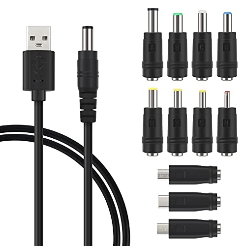 DC Hohlstecker Adapter 11 Stück und 1M USB zu DC Kabel 1 Stück, 6.4*4.4/6.3*3.0/5.5*2.5/5.5*2.1/5.5*1.7/4.8*1.7/4.0*1.7/3.5*1.35mm/Type-C/Micro-USB/Mini-USB DC Hohlstecker Konverter für Handy Tablet DC Hohlstecker Adapter 11 Stück und 1M USB zu DC Kabel 1 Stück, 6.4*4.4/6.3*3.0/5.5*2.5/5.5*2.1/5.5*1.7/4.8*1.7/4.0*1.7/3.5*1.35mm/Type-C/Micro-USB/Mini-USB DC Hohlstecker Konverter für Handy Tablet von ShiSheng