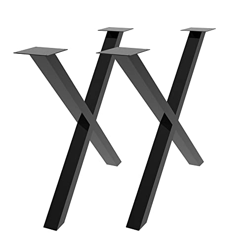 ShiShi 2 Stück Tischbeine aus Metall, skandinavische Möbelfüße, industrieller Couchtischbein, Füße Höhe 43 cm, Nachttischbeine, Trapezform, Schwarz G 38×43 cm von SHISHI