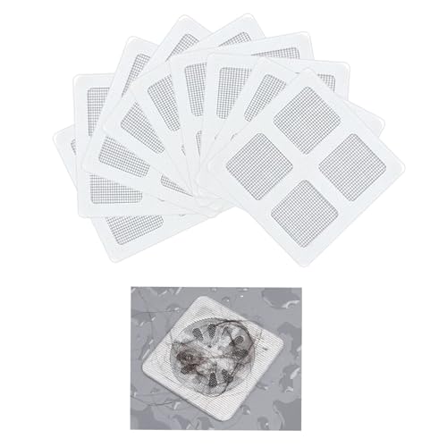 50Pcs Wegwerfbare Duschabfluss Haarfänger Netzaufkleber Abflusssieb, Einweg Duschabfluss Mesh Aufkleber 10*10cm Platz Boden Abfluss Aufkleber Filter Waschbecken Sieb Aufkleber für Duschen Badewannen von ShiWuYou