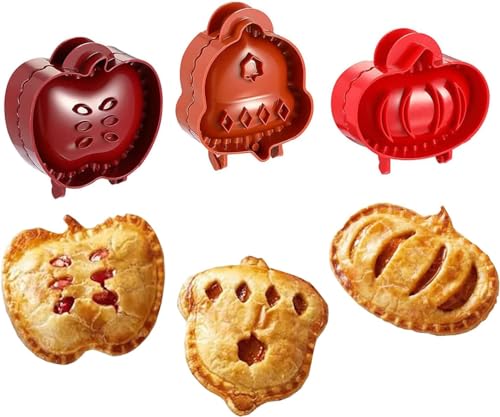 3 Stück Mini-Handkuchenformen, One Press Pie Set, Pocket Pie Press, Teig Pocket Pie Presser Formen, Herbst Hand Pie Formen Set für Halloween Weihnachten Backen von Shibeikadi