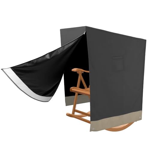 Hängesessel Abdeckung 420D Oxford Abdeckplane mit Schaukelstuhl-Abdeckung mit Doppelzipp, Wasserdicht UV-Anti Winterfest Schutzhülle Gartenmöbel Abdeckplane für Hängestuhl (128x105x140/160cm) von Shield Outdoor Covers