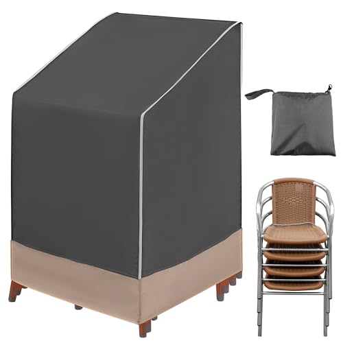 Shield Outdoor Covers Abdeckung Gartenstühle Wasserdicht 420D Oxford Gewebe, Winterfest,UV-Beständiges Schutzhülle für Stapelstühle mit Aufbewahrungstasche,Abdeckung für Gartenstühle(67x67x80/110cm) von Shield Outdoor Covers