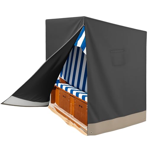 Shield Outdoor Covers Strandkorb Schutzhülle Winterfest, 420D Oxford wasserdicht strandkorbhülle mit Reißverschluss,Winterfest UV Beständig Reißfest Abdichtung für strandkörbe Hülle 150x100x140/165cm von Shield Outdoor Covers