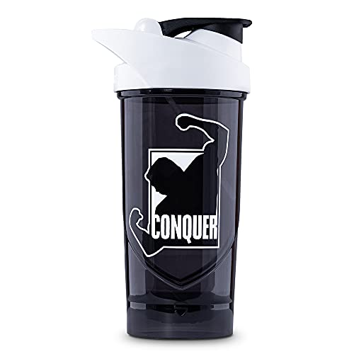 Shieldmixer Hero Pro Classic Shaker Conquer - BPA-frei - Gym Zubehör - Eiweiss Shaker - Fitness Trinkflasche - Schwarz - 700ml von Shieldmixer