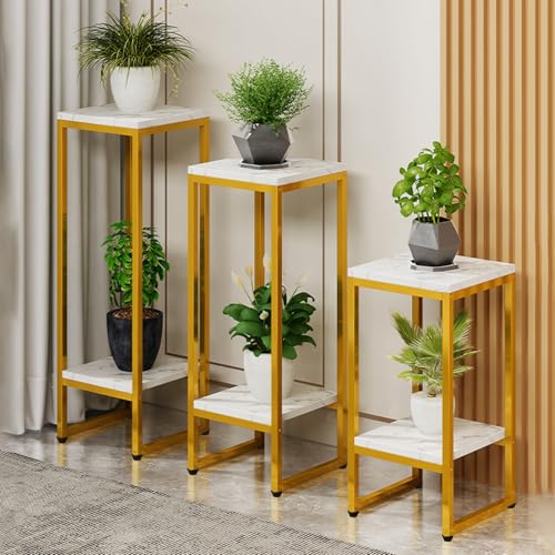 Shienfir 2 Etagen Pflanzenständer Blumenständer, Tierd Corner Plant Stands Halter, Hoher Blumenhocker Pflanzenregal Blumentopfständer für Innenräume und Wohnzimmer Sowie Außenkorridore 60cm von Shienfir
