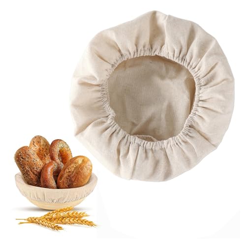 Shienfir 2 Stück Brot-Teig-Korb-Tuch, Brot-Proofing-Korb-Stoff-Einlagen zum Backen zu Hause, lebensmittelecht, antihaftbeschichtet, rund, oval, Teigkorb-Tuch 30 cm von Shienfir