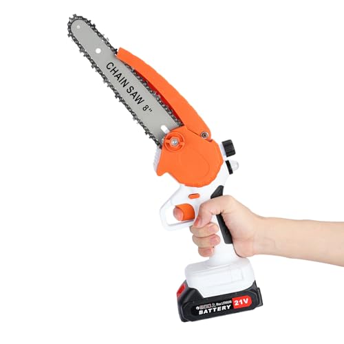 Shienfir Mini Akku Kettensäge, 21V 8 Zoll Tragbare elektrische Kettensäge, Akku-Kettensäge mit Öler-System, 750W Mini-Hand-Akku-Säge mit 2x2.0AH Batterien, 2 Ketten (8 Zoll) von Shienfir