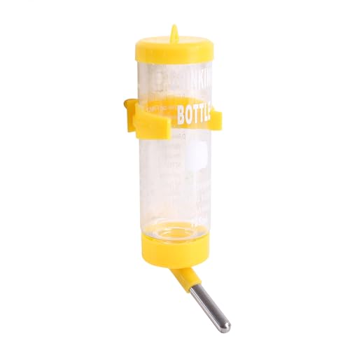 Shienfir Wasserflasche im Käfigstil für kleine Tiere, auslaufsicherer Hamsterball. Hier ist eine Produkttitelliste mit Skala, tropffreier Trinkbrunnen zum Aufhängen Gelb 125ml von Shienfir