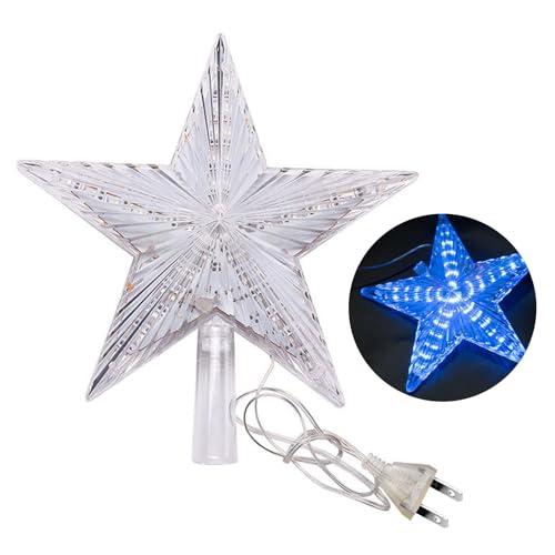 Shienfir wasserdichte LED-Licht-Weihnachtsbaumspitze, Stern mit LED-Licht, IP65, wasserdicht, leuchtender fünfzackiger Stern, Feiertagsornament Blau von Shienfir