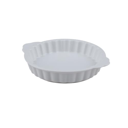 Auflaufform 360 ml Doppelohr-Kreative kreisförmige Keramik-Backplatte for Backen und Braten von Steakplatten Doppelohr lasagne Auflaufform(Weiß) von Shihan-2015