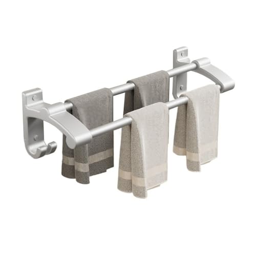 Badezimmer Regale Badetuchstange, Handtuchhalter aus dickem Aluminium mit 2 Handtuchstangen und 2 Haken, Handtuchhalter zur Wandmontage, Handtuchstange ohne Bohren, 3 Farben Heimdekoration(Matt,30cm) von Shihan-2015