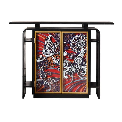 Eingangsbereich Eingangsschrank, Sideboard-Aufbewahrungsschrank, Vintage-Akzentschrank, 2-türiger Buffet-Server-Konsolenschrank for Küche, Esszimmer, Wohnzimmer, Flur Präsentation(Schwarz) von Shihan-2015