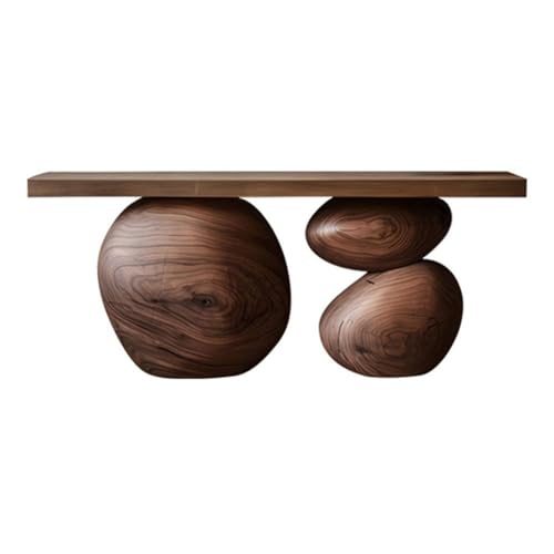 Eingangsbereich Konsolentisch aus Holz for den Eingangsbereich, 47,24 Zoll kreativer Eingangstisch, schmaler langer Sofatisch mit runder Holzbasis for Eingang, Flur, Wohnzimmer Präsentation(Bruin) von Shihan-2015