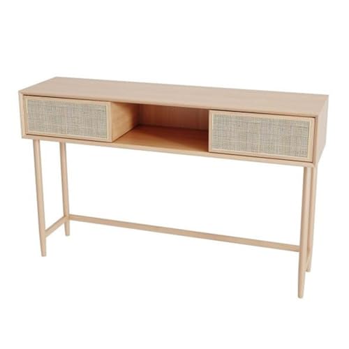Eingangsbereich Rattan-Konsolentisch mit 2 Schubladen, Eingangstisch aus Holz, schmaler langer Sofatisch, Foyertisch, Flurtisch hinter dem Couchtisch for das Wohnzimmer Präsentation(Mittel) von Shihan-2015