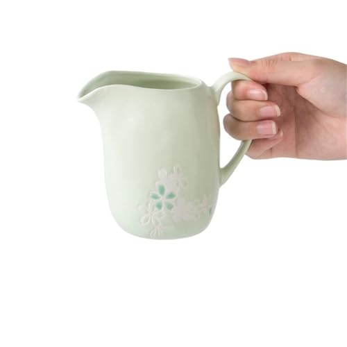 Kitchen Sauciere Handbemalter Keramik Sahnekrug Soßentopf mit Henkel Niedliche Spitzausgießer Soßenboot Soßenkanne(Green) von Shihan-2015