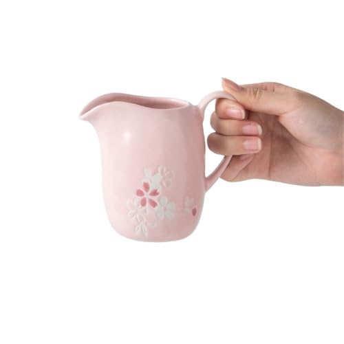 Kitchen Sauciere Handbemalter Keramik Sahnekrug Soßentopf mit Henkel Niedliche Spitzausgießer Soßenboot Soßenkanne(Pink) von Shihan-2015