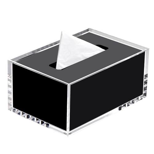 Kosmetiktücherboxen Acryl Rechteck Serviette Papier Fall Spender for Home Kommode Büros Auto Tissue Box Halter Taschentuchbox(Schwarz,Klein) von Shihan-2015