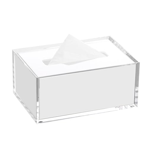 Kosmetiktücherboxen Acryl Rechteck Serviette Papier Fall Spender for Home Kommode Büros Auto Tissue Box Halter Taschentuchbox(Weiß,Groß) von Shihan-2015
