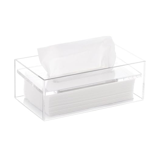 Kosmetiktücherboxen Rechteckiger Gesichtsspender aus Acryl for Badezimmer, Kommode, Büro, Auto, Taschentuchbox Taschentuchbox(Weiß,Klein) von Shihan-2015