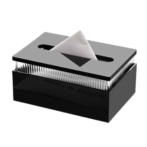Kosmetiktücherboxen Rechteckiger Serviettenpapierspender mit Wellenmuster for Zuhause, Badezimmer, Kommode, Büro, Auto, Taschentuchbox Taschentuchbox(Schwarz) von Shihan-2015